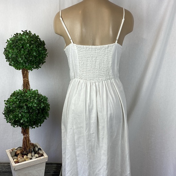 Linen Blend White Sleeveless Button Front Midi Dress From A New Day S - Picture 5 of 6